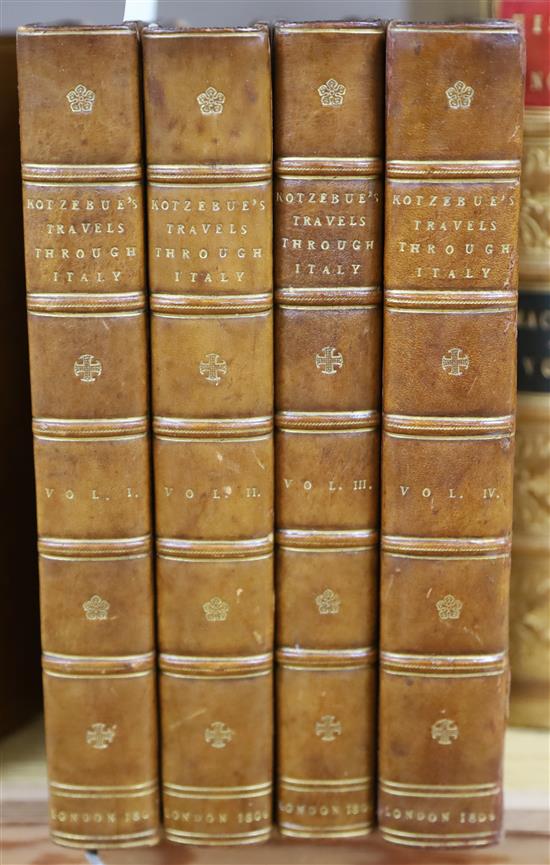 Kotzebue, A. Von - Travels Through Italy, 4 vols, 10 pages of MS notes by Mr Beckford, half Russia gilt edges, 1806